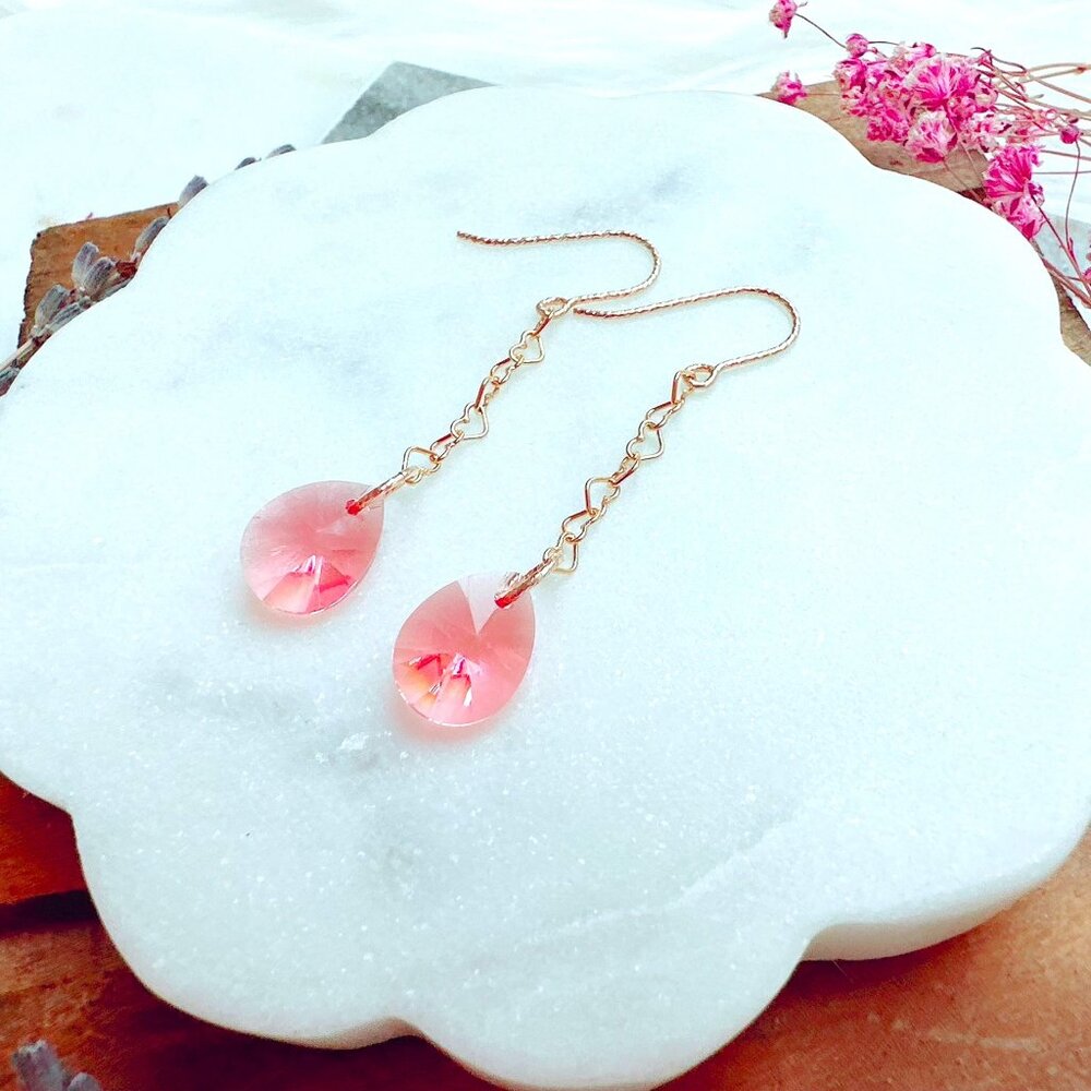 14k Gold-Filled Crystal Pear Drop Earrings | Handmade in BC